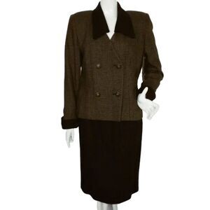 new AMANDA SMITH Skirt Set, 12/8, Jacket/Skirt, Green Blue Houndstooth, 2 piece
